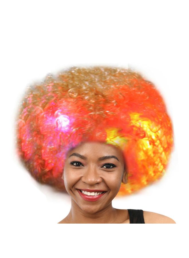Voberry Party Disco Led Flash Afro Clown Masquerade Hair Wig Gold 25 x 16cm - Image 2