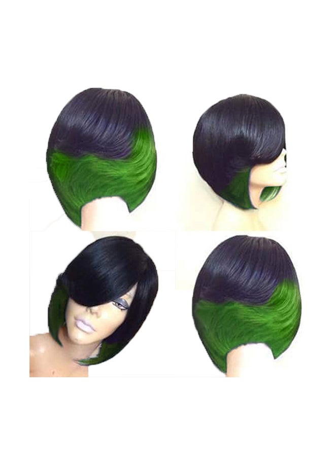 Voberry Full Cover Bang Wig Black/Green 28x15x5cm - Image 1