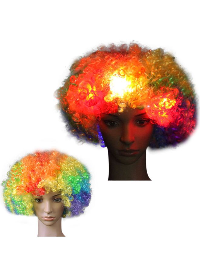 Voberry Party Disco Led Flash Afro Clown Masquerade Hair Wig Multicolour 25 x 16cm - Image 3