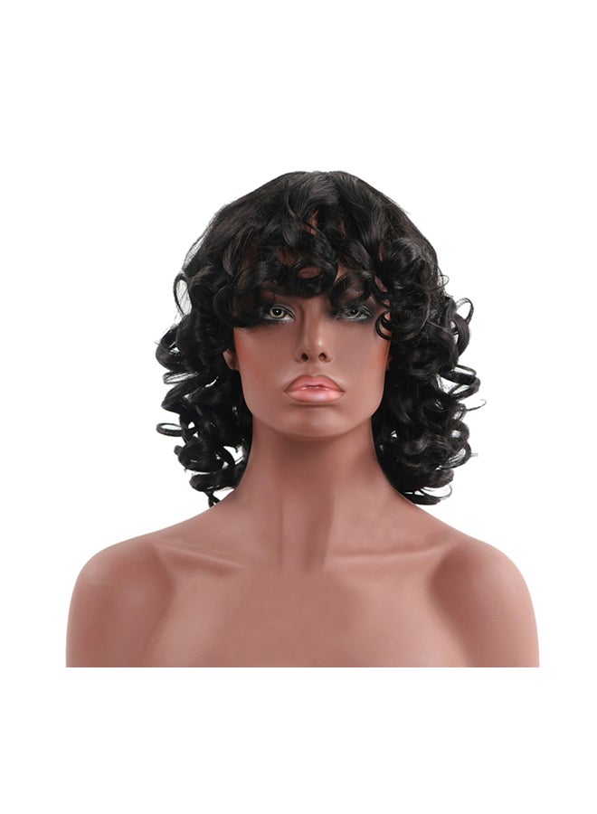 فوبيري شعر مستعار مجعد يغطي الرأس بالكامل مناسب للحفلات التنكرية أسود 28x15x5سم - Image 1