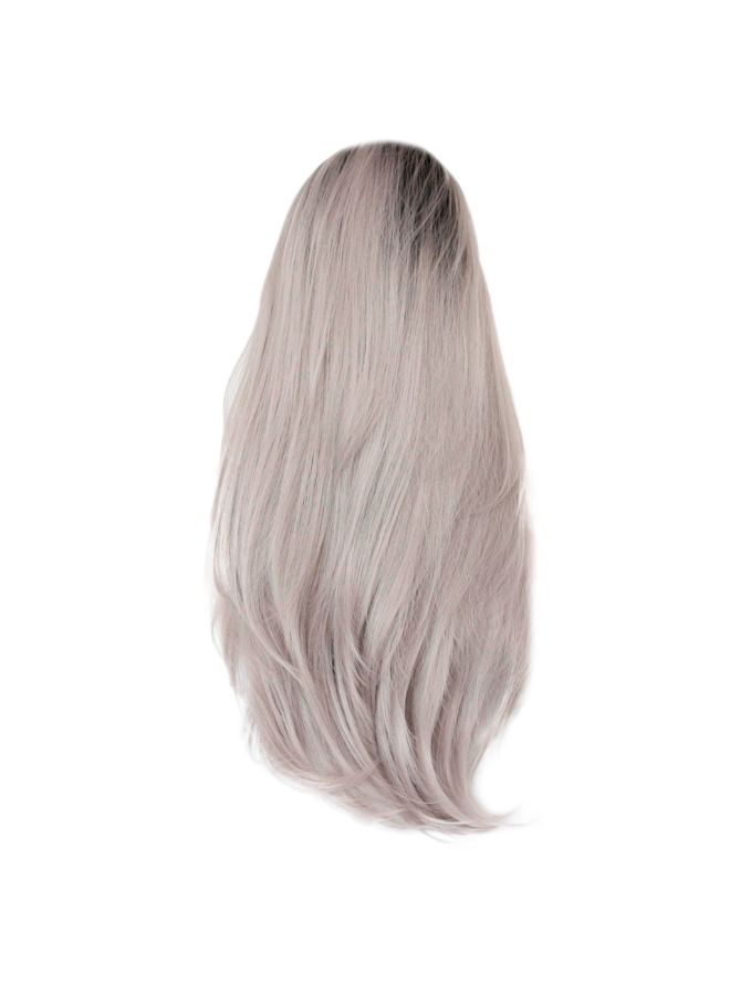 فوبيري شعر مستعار مجعد ومصنوع من الألياف الصناعية ومزود بجزء أمامي من الدانتيل رمادي 20x15x3سم - Image 2