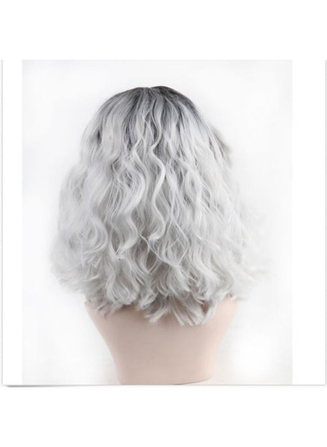 Voberry Gradient Short Curly Synthetic Wig Grey 15x5x15centimeter - Image 3