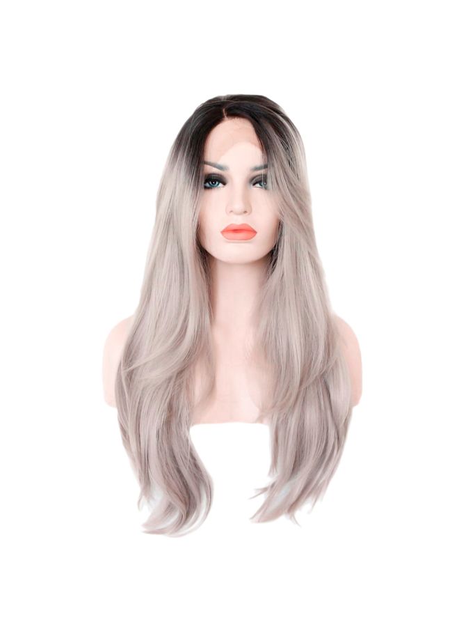 فوبيري شعر مستعار مجعد ومصنوع من الألياف الصناعية ومزود بجزء أمامي من الدانتيل رمادي 20x15x3سم - Image 5