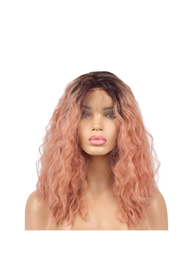 Voberry Brazilian Less Lace Front Full Wig Pink 25x20x5cm - Image 1