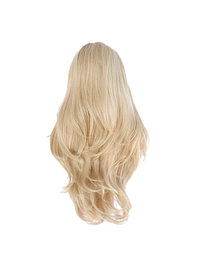 Voberry Lace Front Synthetic Long Wave Curly Wig Blonde 25x18x5cm - Image 2