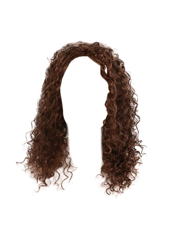 Voberry Brazilian Short Wavy Curly High Temperature Fiber Wig Brown 25x15x5cm - Image 2
