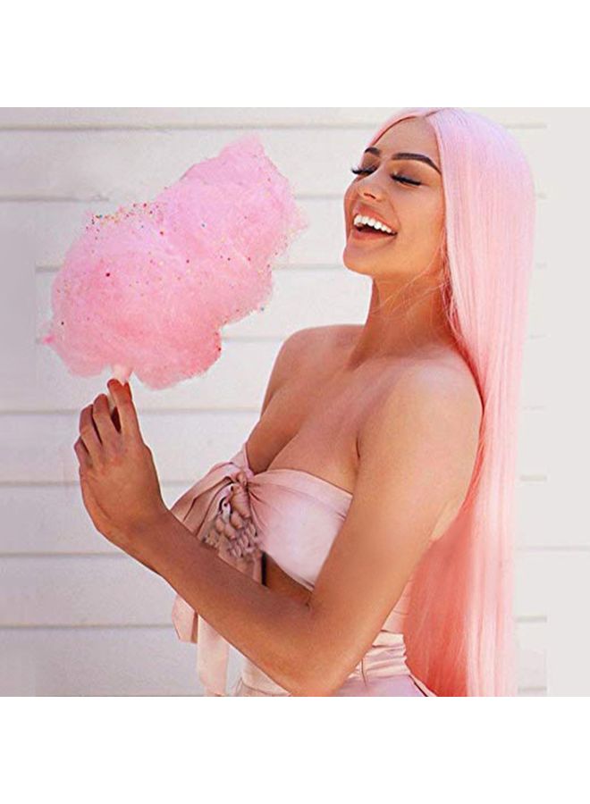 Voberry Lace Front Synthetic Long Staight  Wig Pink 25x18x5cm - Image 3