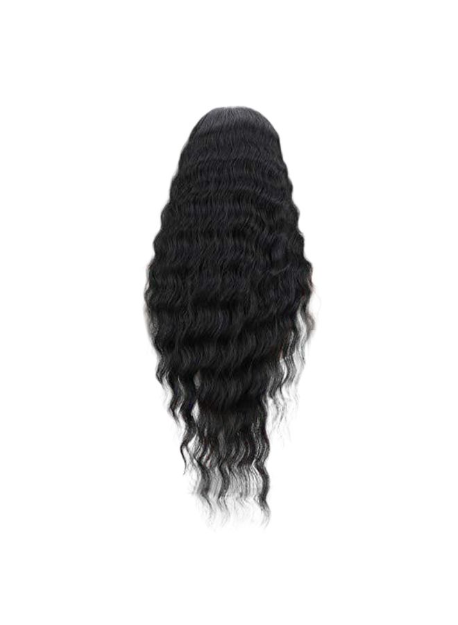Voberry Synthetic Long Wave Curly Wig Black 15x5x20cm - Image 2