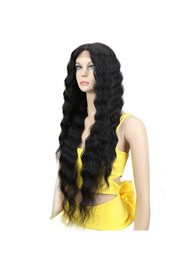 Voberry Synthetic Long Wave Curly Wig Black 15x5x20cm - Image 3