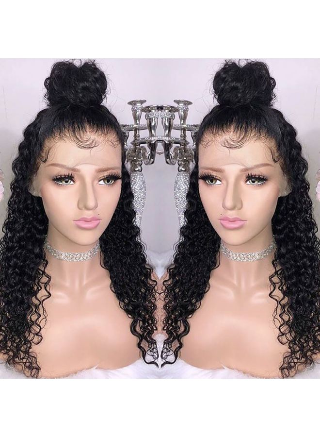 Voberry Brazilian Less Lace Front Full Wig Black 25x20x5cm - Image 5