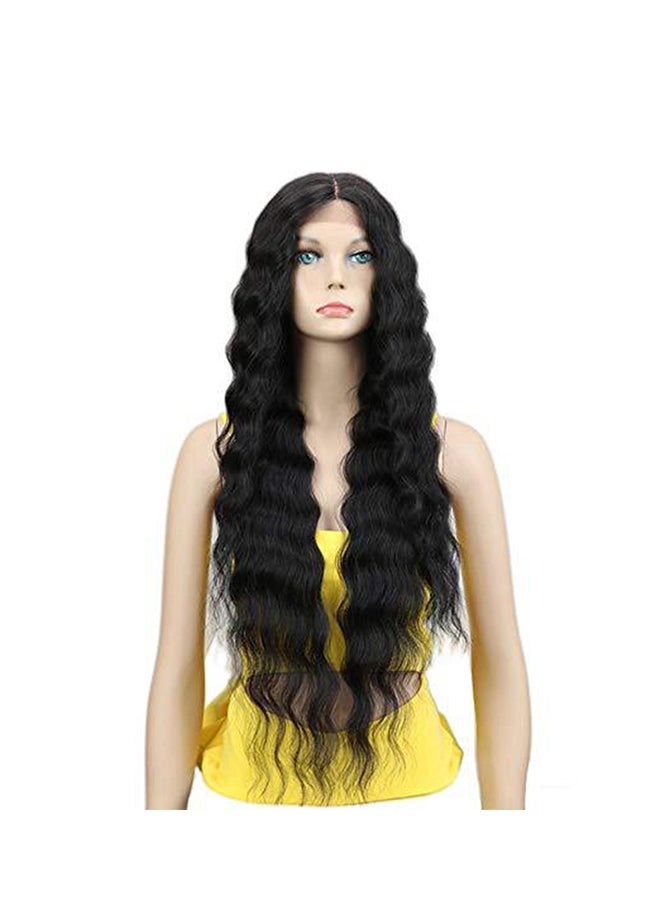 Voberry Synthetic Long Wave Curly Wig Black 15x5x20cm - Image 1