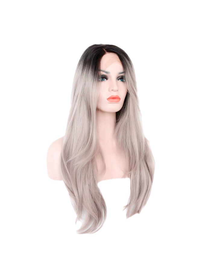 فوبيري شعر مستعار مجعد ومصنوع من الألياف الصناعية ومزود بجزء أمامي من الدانتيل رمادي 20x15x3سم - Image 3