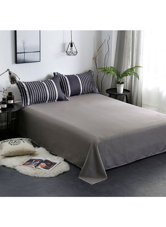 بيوينتي طقم سرير بطبعة مخططة مكون من 4 قطع أسود/ أبيض - Image 2