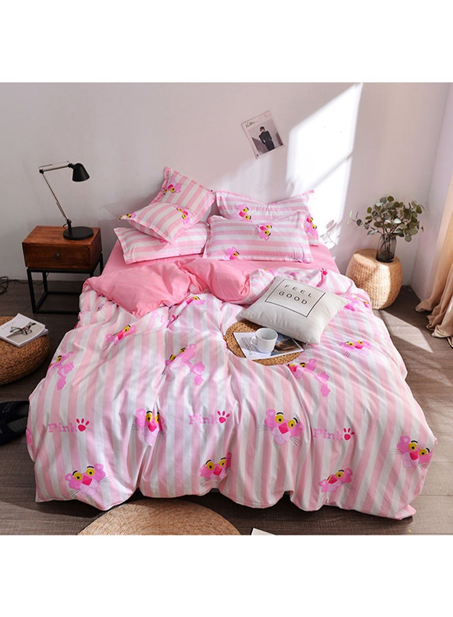 بيوينتي طقم مفرش سرير مزيّن بطبعة رسومات كرتونية مكون من 
4- قطع وردي/أبيض - Image 2