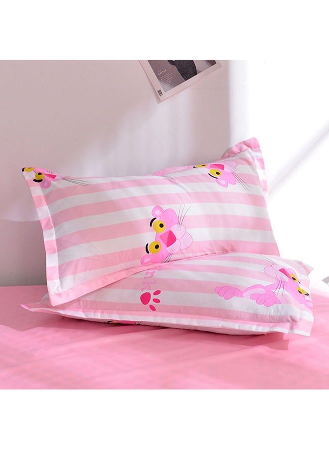 بيوينتي طقم مفرش سرير مزيّن بطبعة رسومات كرتونية مكون من 
4- قطع وردي/أبيض - Image 3