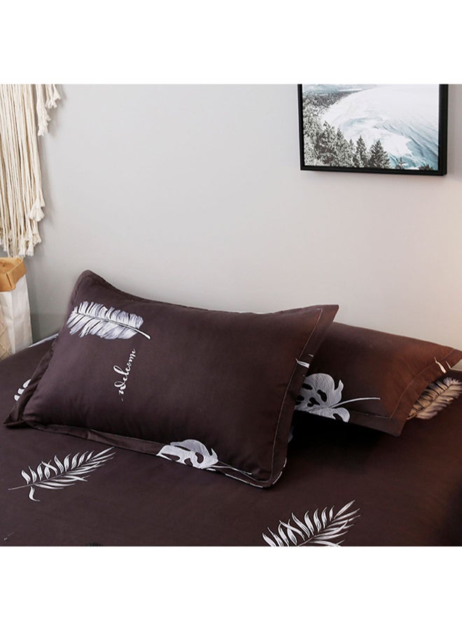 Beauenty 4-Piece Leaf Printed Bedding Set Brown/White - Image 2