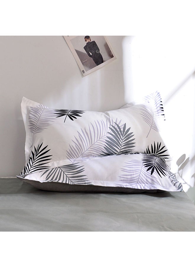 بيوينتي طقم أغطية سرير بطبعة ورقة شجر مكون من 4- قطع بوليستر أبيض/أخضر - Image 2