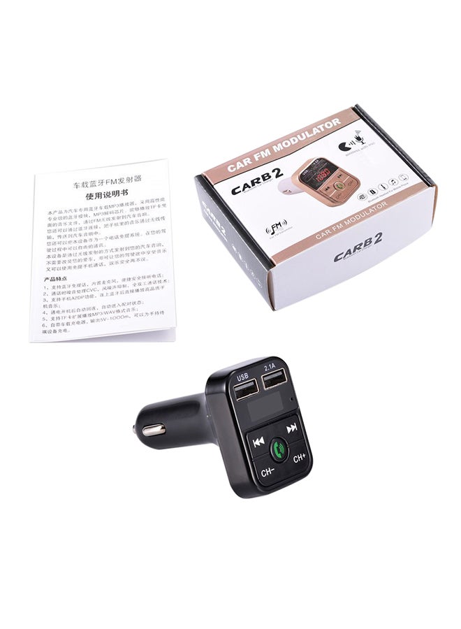 طقم لاسلكي بمنفذ USB يعمل بالبلوتوث للسيارة مكون من جهاز إرسال FM وراديو ومحول وشاحن ومشغل MP3 XD92701 أسود