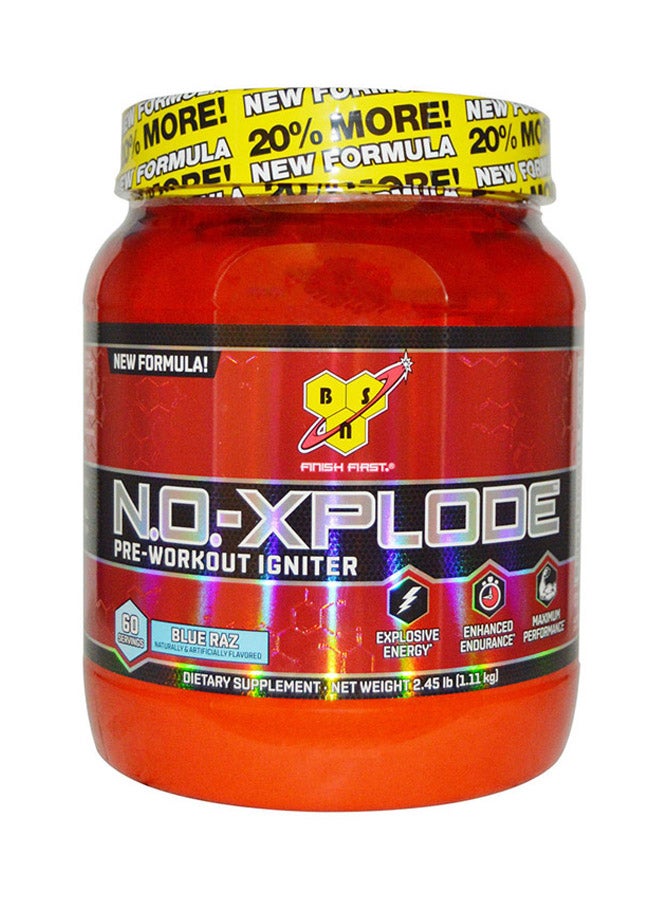 بي إس إن مركب نو إكسبلود بنكهة بلو راز ووزن 111 جم بعدد 60 حصة من BSN