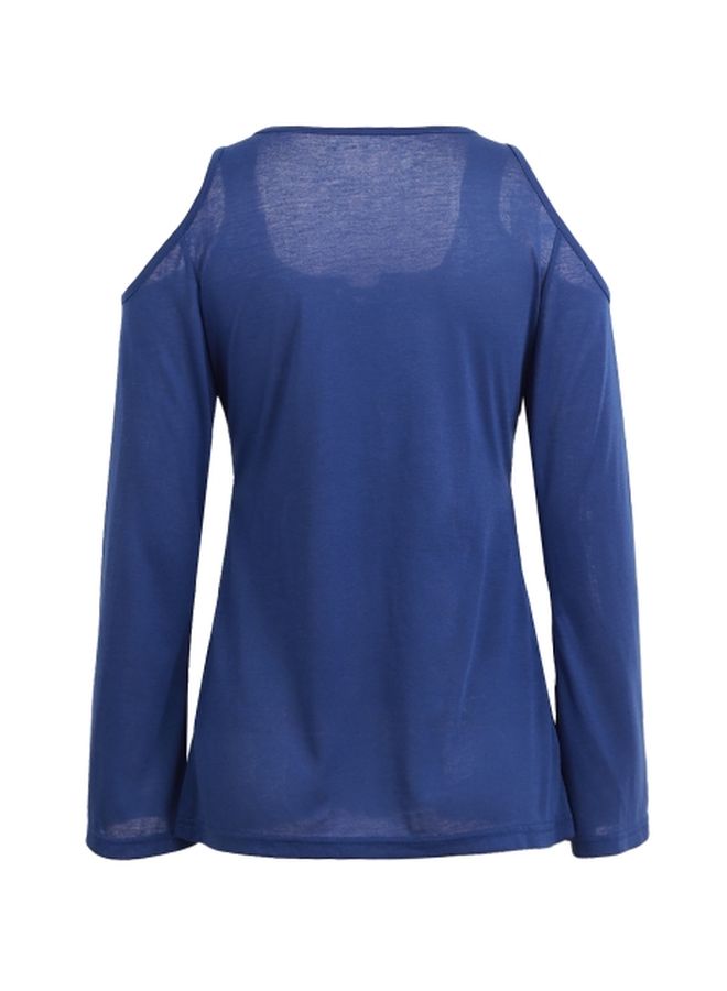 Generic - Cold Shoulder Lace-Up Long Sleeves Tunic Blue - Image 1