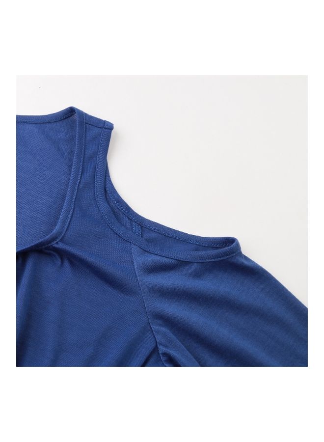 Generic - Cold Shoulder Lace-Up Long Sleeves Tunic Blue - Image 1