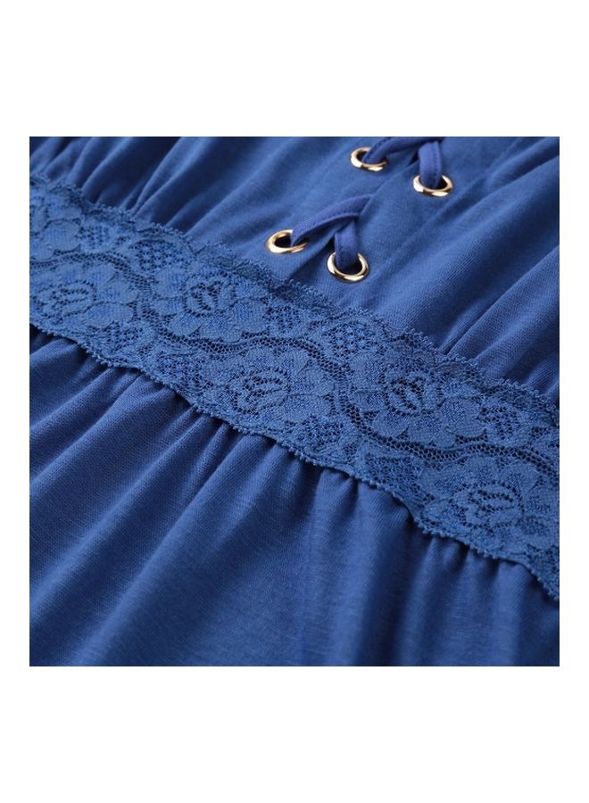 Generic - Cold Shoulder Lace-Up Long Sleeves Tunic Blue - Image 1