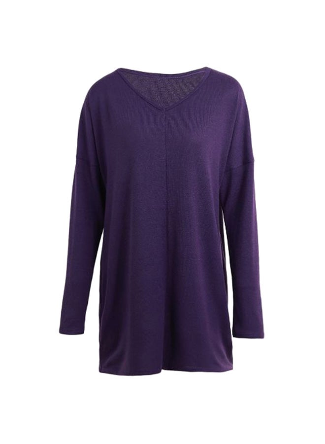 Long Sleeves Loose T-Shirt Purple  - Image 1