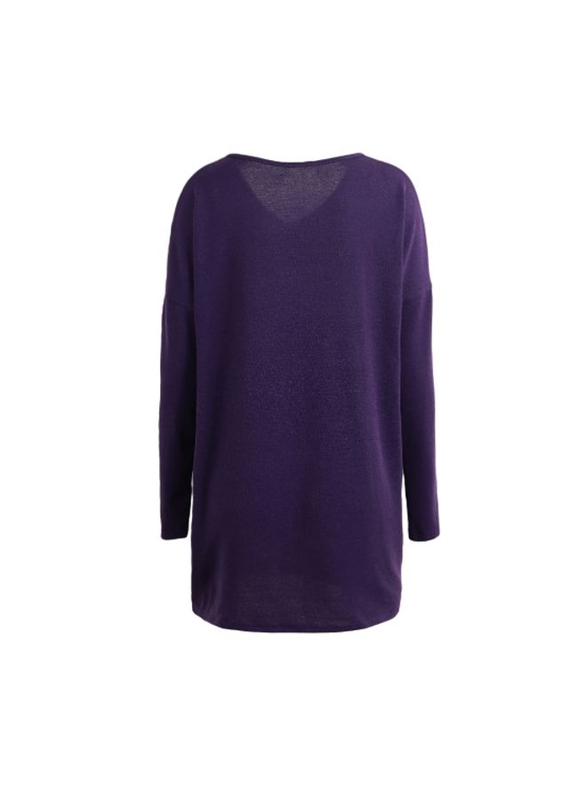 Long Sleeves Loose T-Shirt Purple  - Image 2