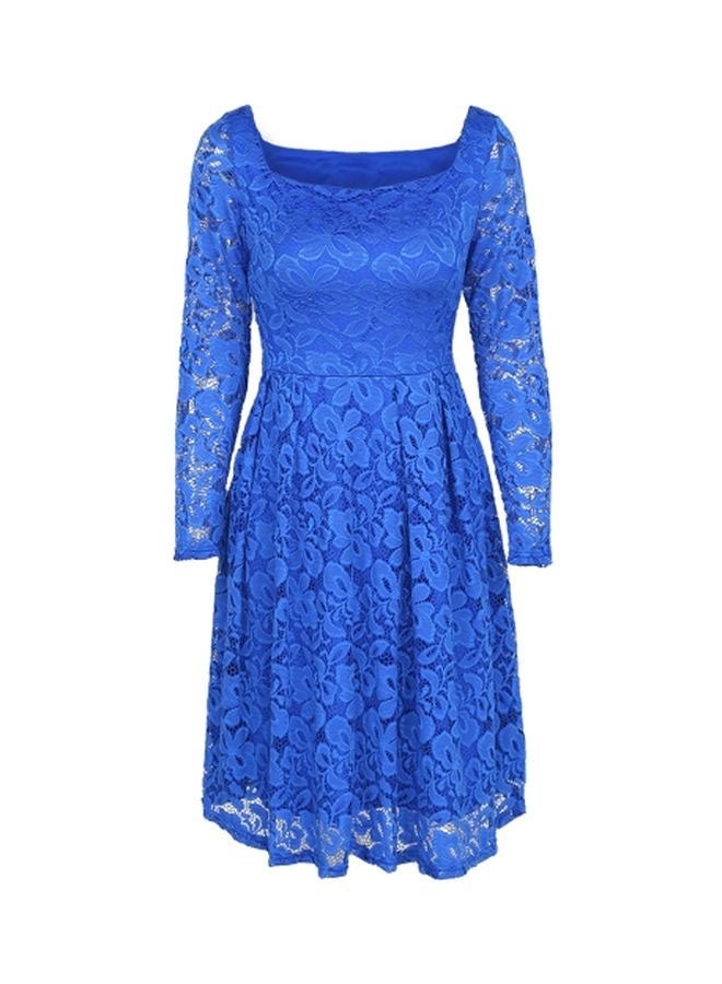 Full Sleeve Floral Lace Dress Blue  - Image 1
