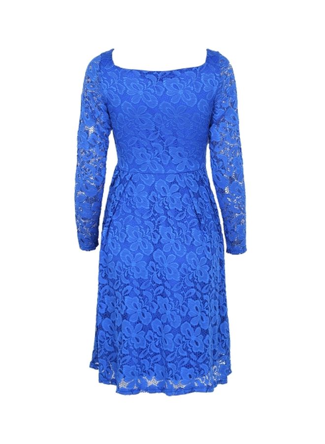 Full Sleeve Floral Lace Dress Blue  - Image 2