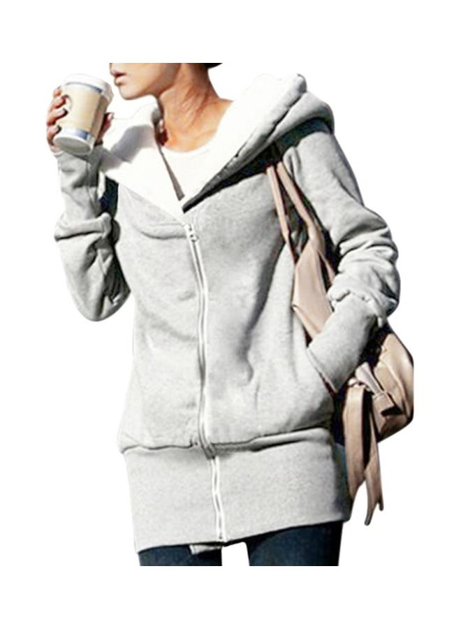 هودي من الصوف يُشعرك بالدفء رمادي / أبيض - Image 4