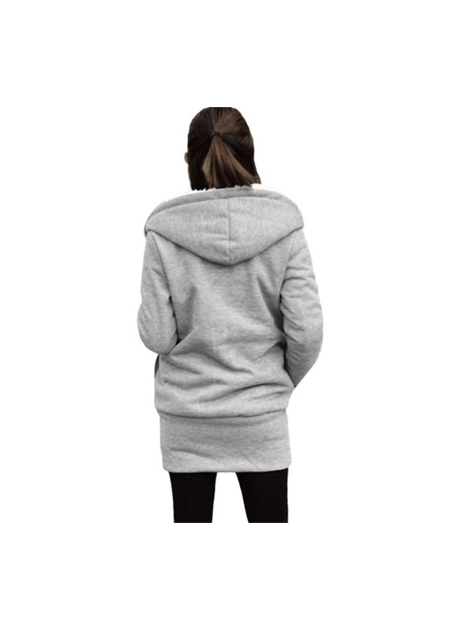 هودي من الصوف يُشعرك بالدفء رمادي / أبيض - Image 5