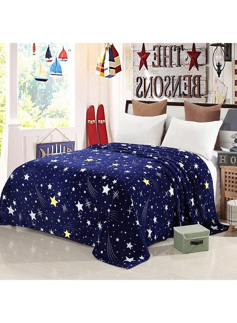 Beautiful Stars Design Soft Fluffier Blanket Microfibre King Size Flannel Blue 240x200cm