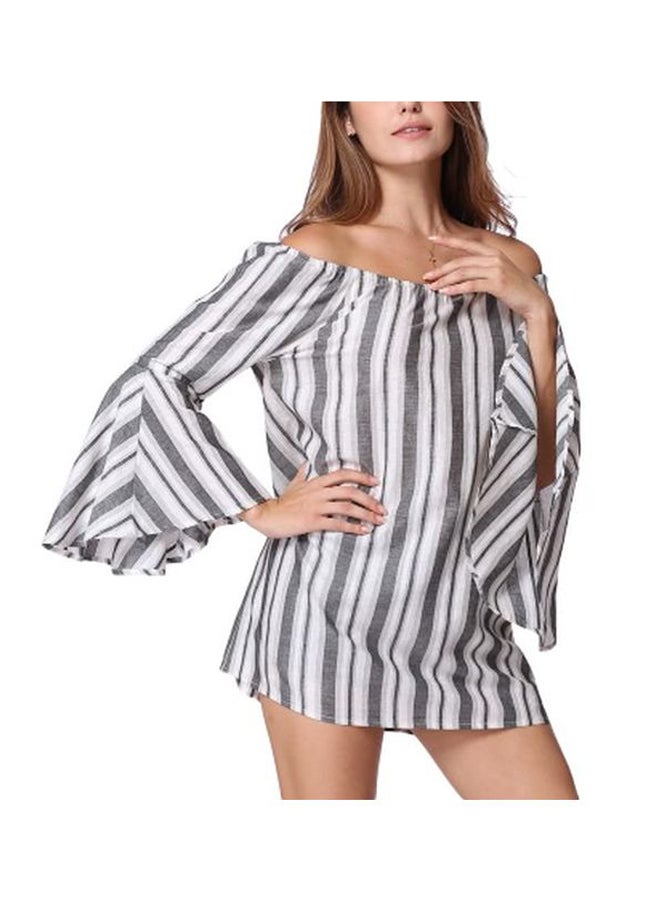 Off Shoulder Mini Dress Grey  - Image 1