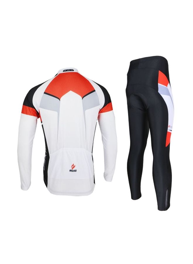 ARSUXEO Long Sleeves Cycling Jersey And Pants Set Black/Red/White - Image 2