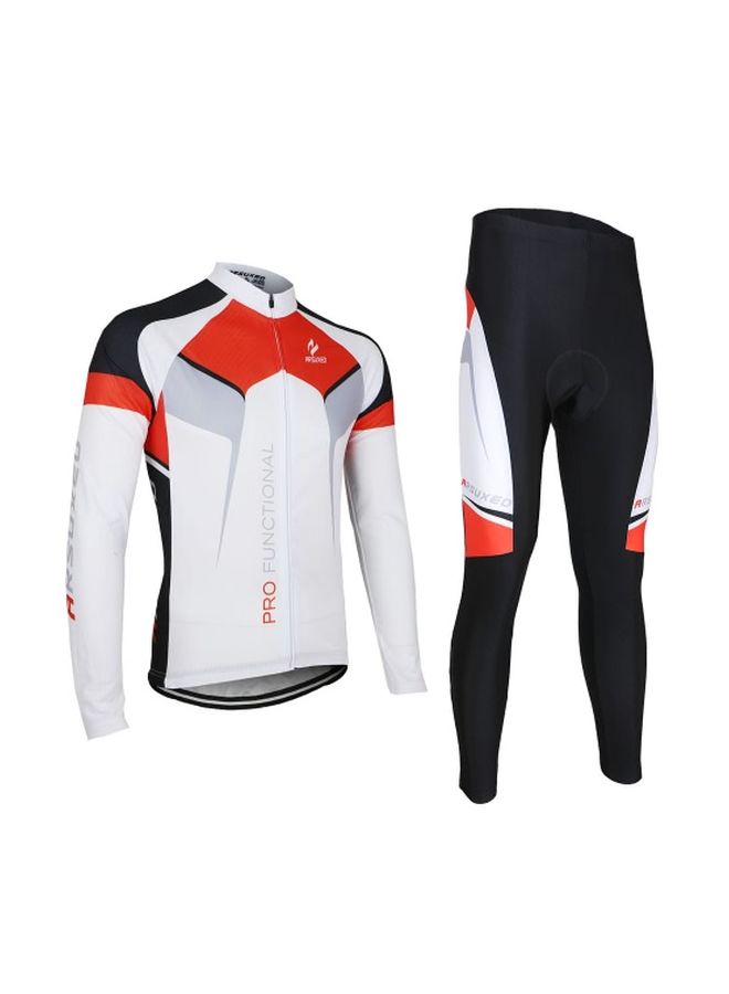 ARSUXEO Long Sleeves Cycling Jersey And Pants Set Black/Red/White - Image 3