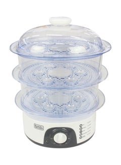 BLACK+DECKER Three Tier Food Steamer 775W 10.0 L HS6000 B5 3 Clear/White  - Image 1