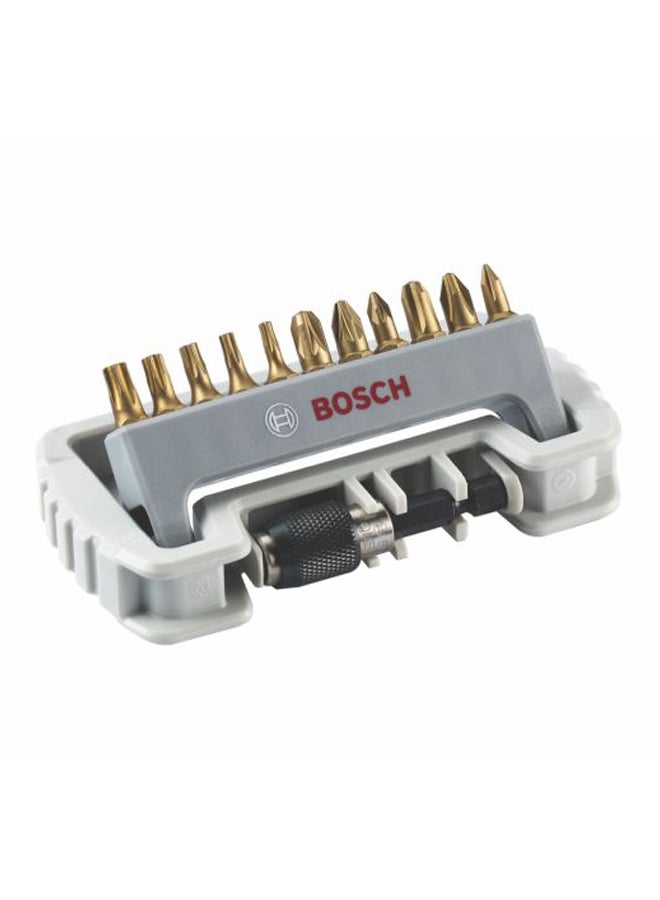 BOSCH 12-Piece MaxGrip Screwdriver Bit And Holder Set Gold/Black - Image 1