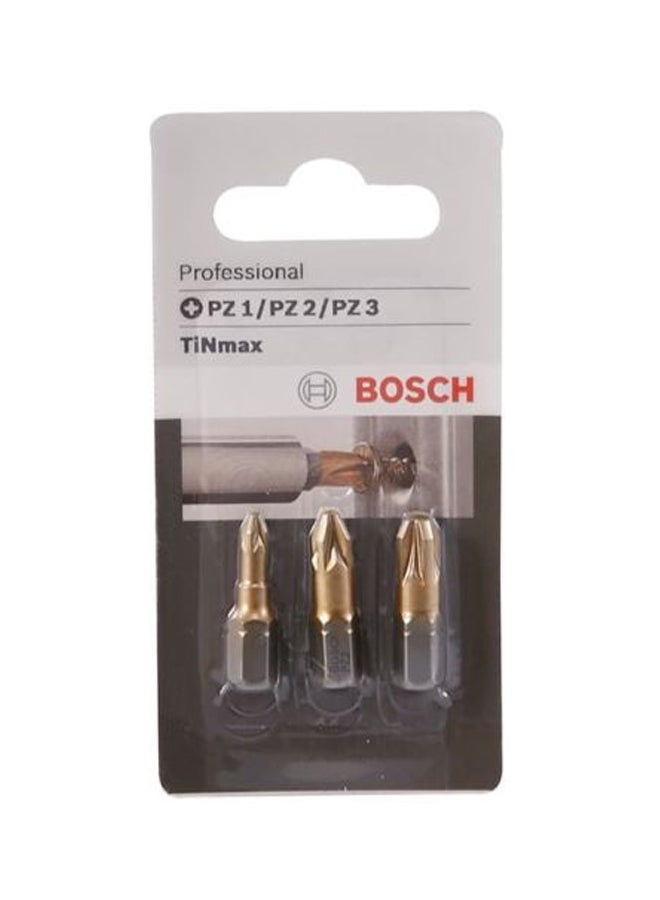 3-Piece Multipurpose Grip Drill Bit Gold/Silver PZ1, PZ2, PZ3