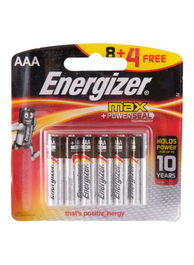 Energizer 12-Piece Max AAA Alkaline Batteries Silver/Black