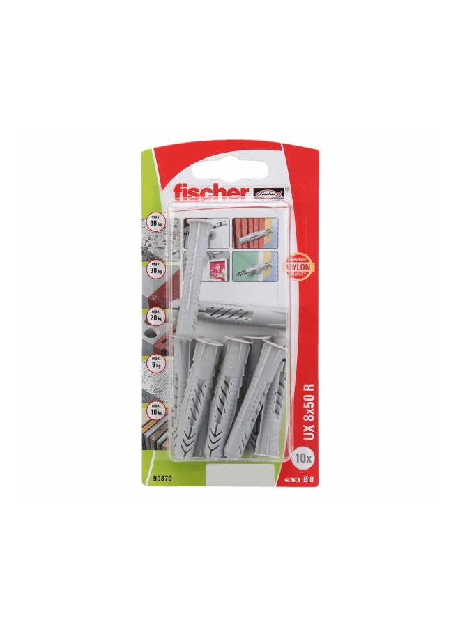 Fischer 10-Piece Universal Nylon Plugs Grey