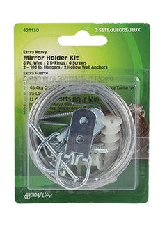 2 Set Mirror Hanging Kit Silver/White