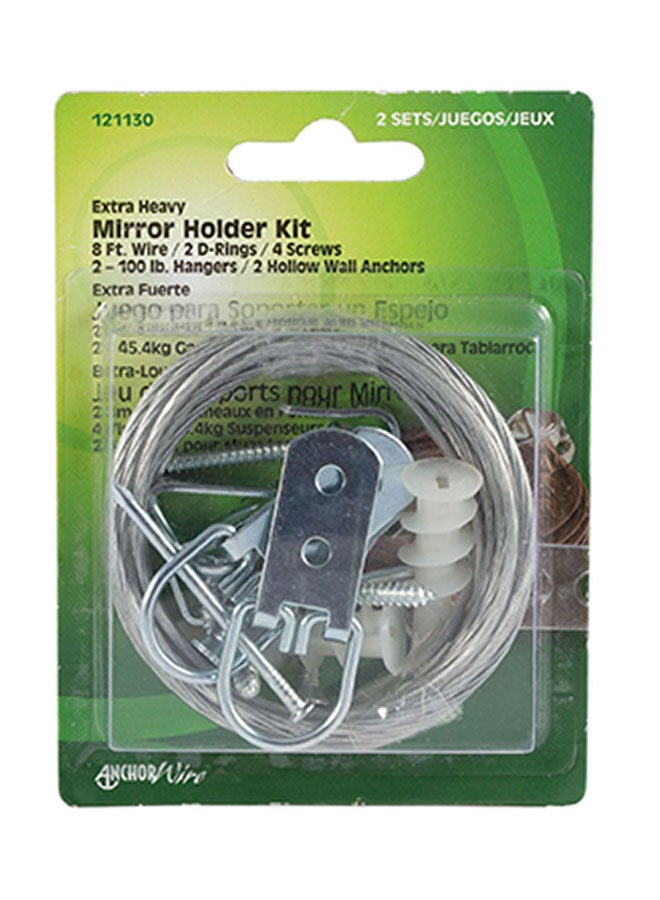 Hillman 2 Set Mirror Hanging Kit Silver/White 