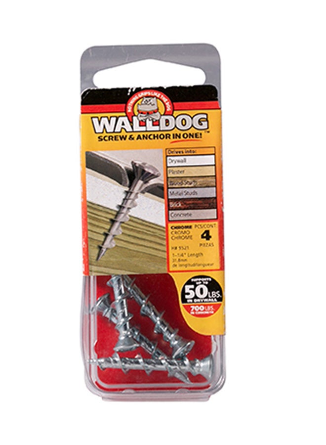 Hillman WallDog Screws Silver 1.25inch 