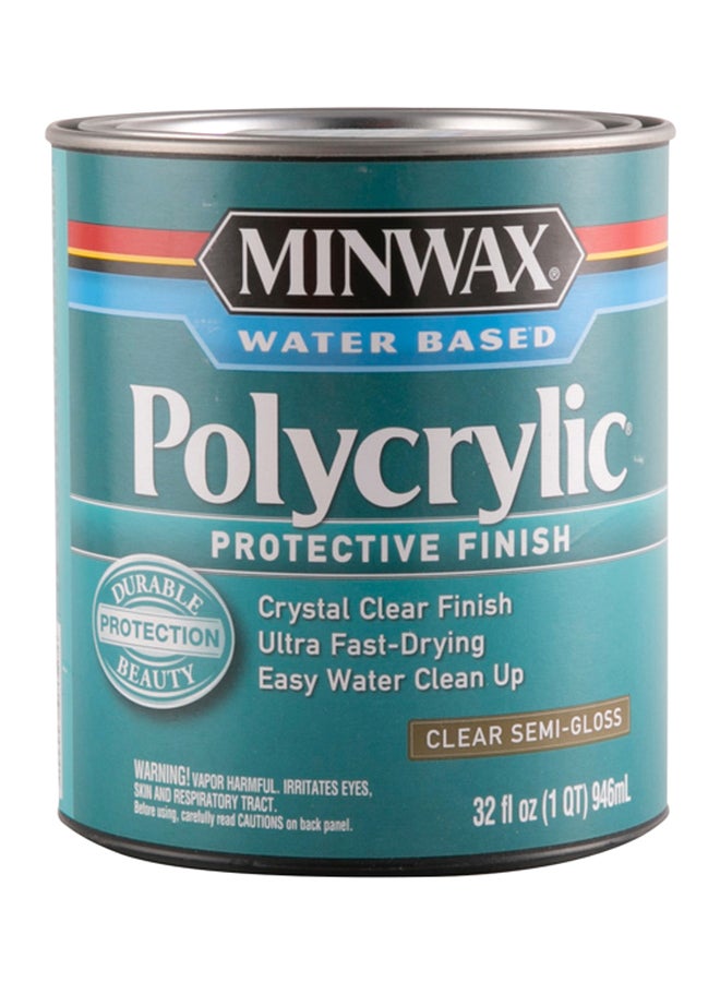 Minwax Water Based Polycrylic Protective Finish Clear Semi-Gloss 946ml 