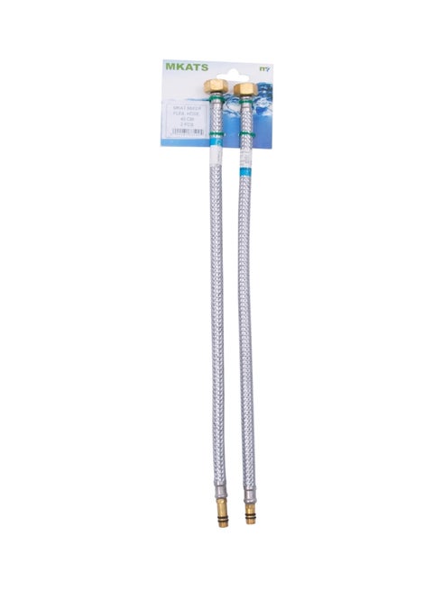 2-Piece Flexible Sink Hose Silver 45cm