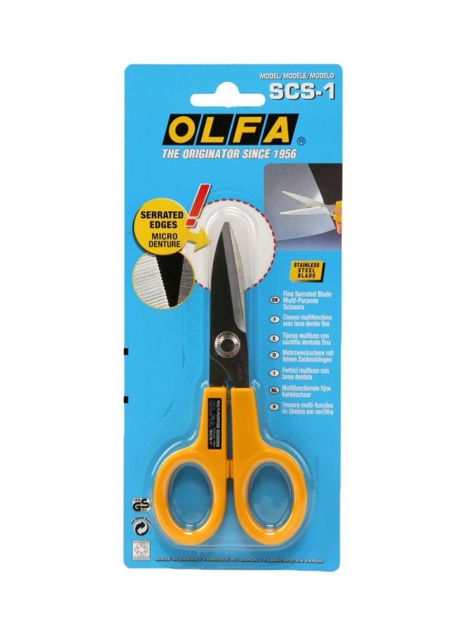 SCS 1 Serrated Edge Scissors Yellow/Silver