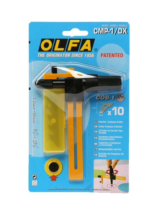 OLFA CMP-1/DX Ratchet System Compass Rotary Blade Yellow/Black 1.6x22cm 