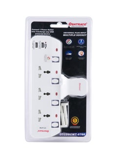 OSHTRACO 3-Socket T-Shape Power Strip White 