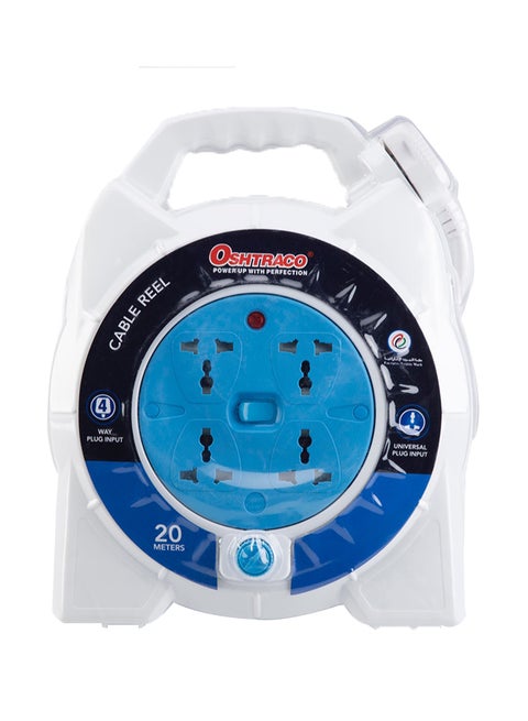 4-Socket Multipurpose Cable Reel White/Blue